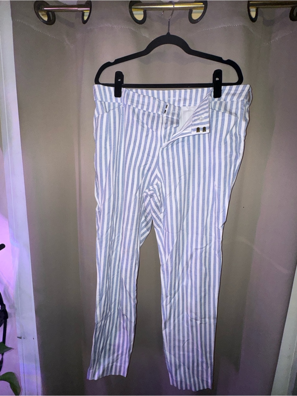 Striped Casual Chinos - Blue & White
